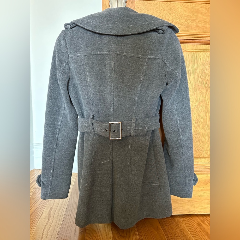 BCBG grey pea coat with wide collar
